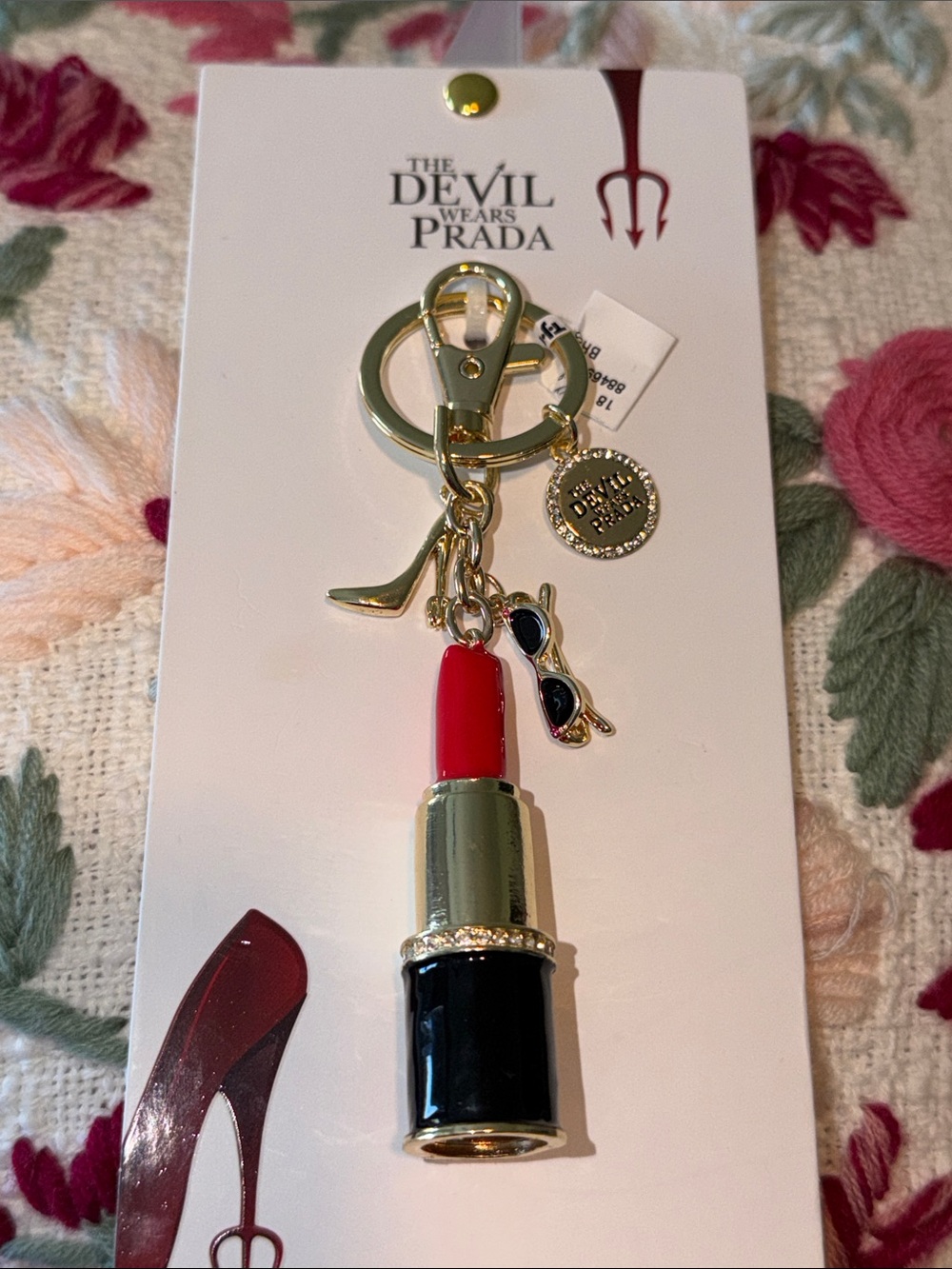 The Devil Wears Prada Gold-tone Red Lipstick Charm Keychain/Bag Charm